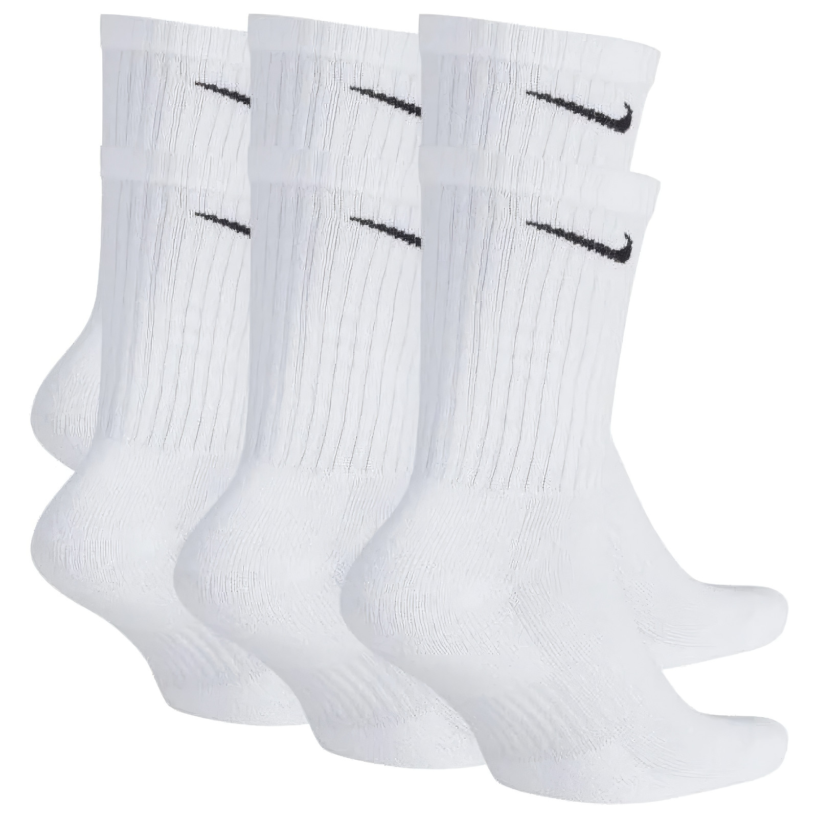 OUTLET! Nike Everyday Dri-FIT Crew Socks 3 Pair White Cushioned Unisex