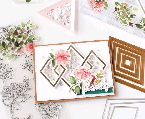 Pinkfresh Studio NESTED DIAMONDS Hot Foil Plate Set NEW!