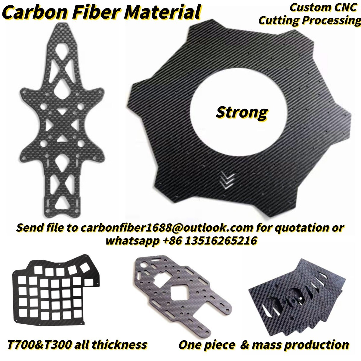 Carbon Fiber Sheet Plate Panel Custom CNC Cut Process Carve FPV Drone Arm Frame
