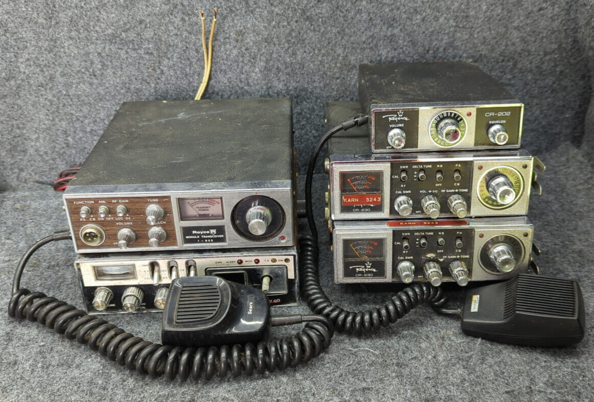 Lot of 5 CB Transceiver Radios 27Mhz Royce Sears Regency