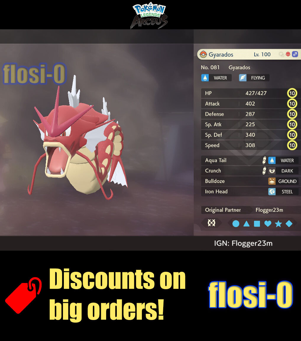 6IV Shiny Alpha Gyarados Max Effort Level Pokemon Legends Arceus