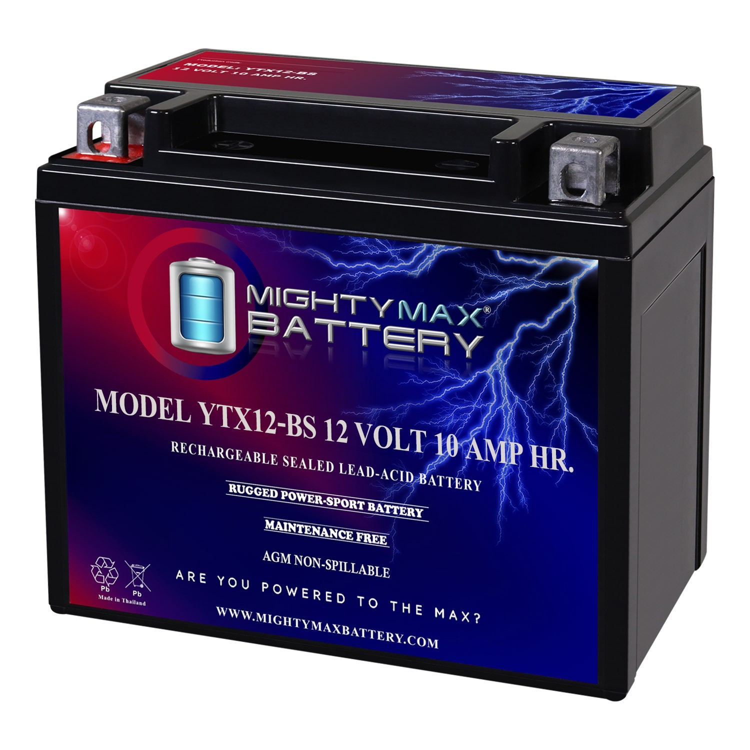 Mighty Max YTX12-BS Battery for Arctic Cat ATV 250 DVX250 Bombardier Vector250