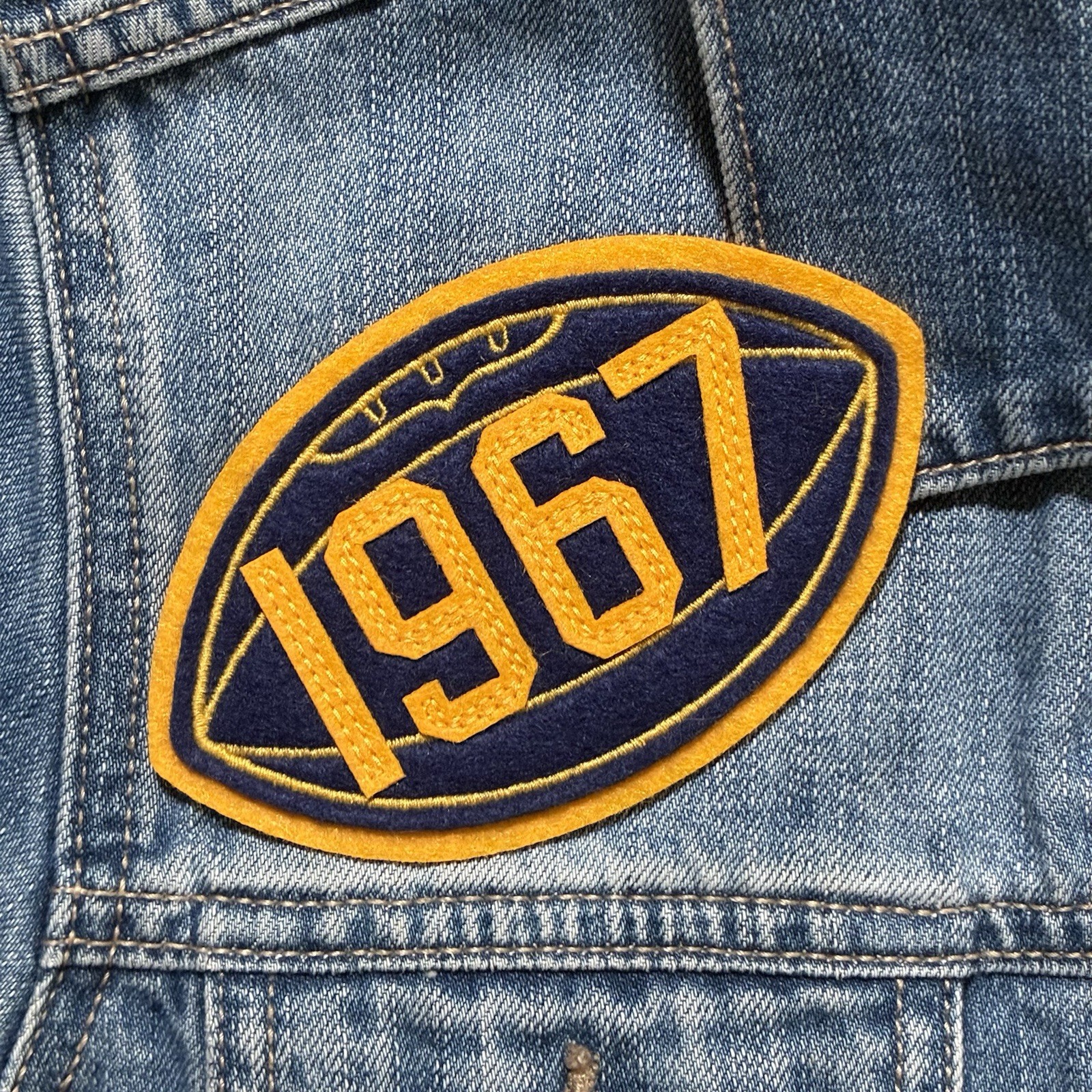 Vintage Cloth Patch of Ralph Rugby Football Shape 1967 PRL Sew-On Appliqué
