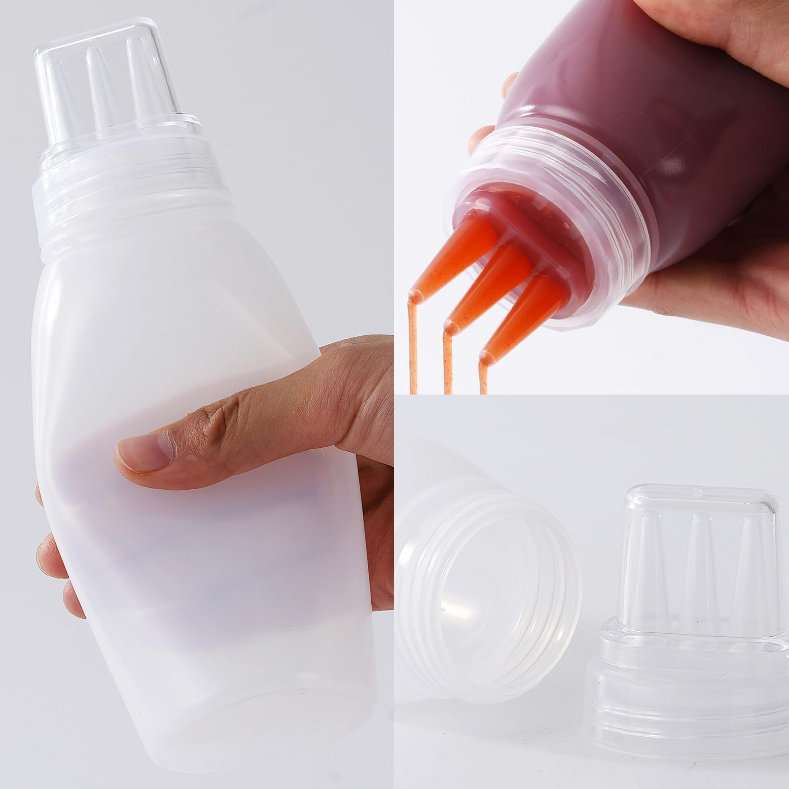Werduoland 3 Hole Squeeze Bottles for Sauces Plastic Condiment ‎Translucent