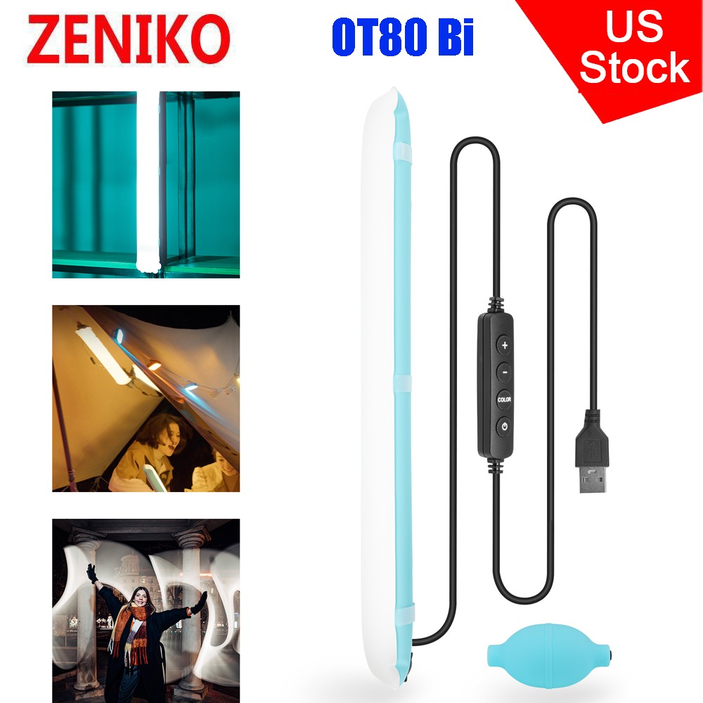 US Zeniko OT80 Bi Bi-Color 80CM Inflatable LED Tube Light Fr Travel Camping Vlog