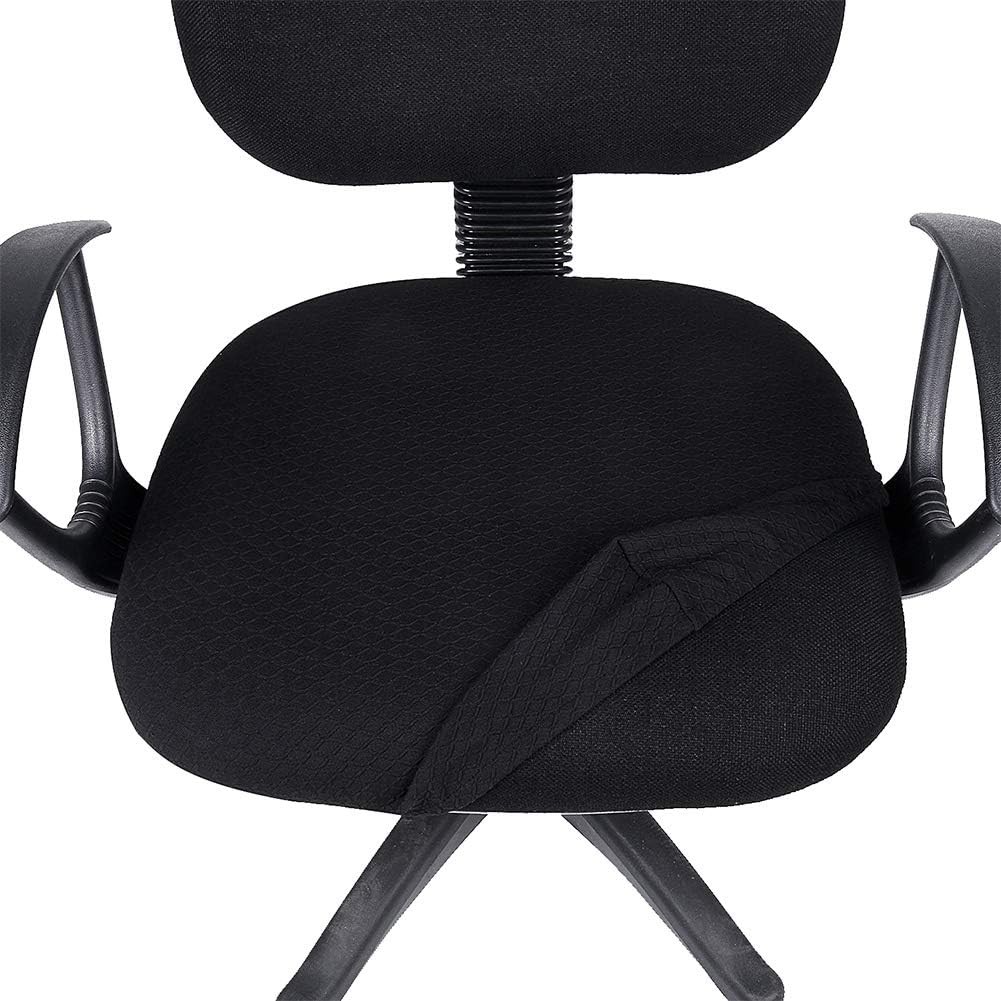 Smiry Stretch Jacquard Office Computer Chair Seat Cover, Black