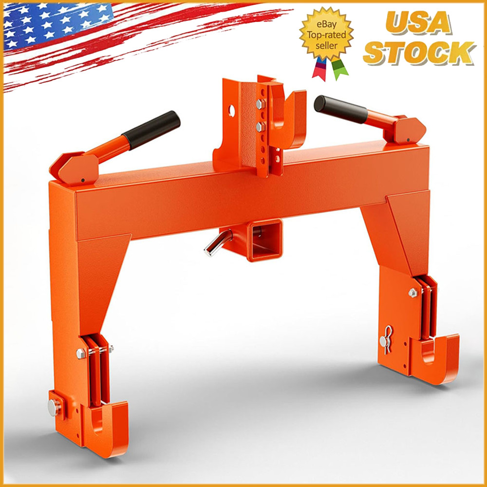 3 Point Quick Hitch for Cat 1 Cat 2 Tractors w/ 2" Receiver Hitch 3000 LBS Steel