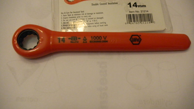 Wiha 21214 Ratchet Wrench Insulated Handle, Metric 14mm