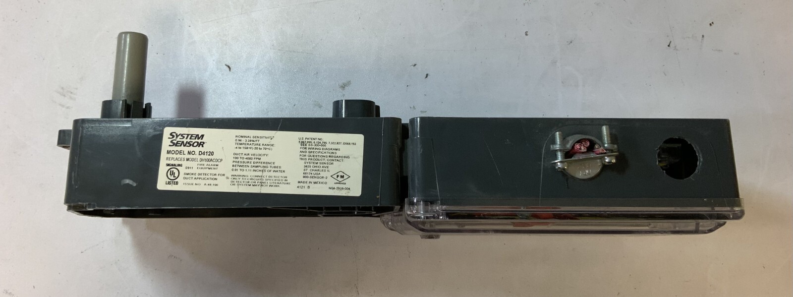 System Sensor D4120 Smoke Detector for Duct Application, Black "D3E"