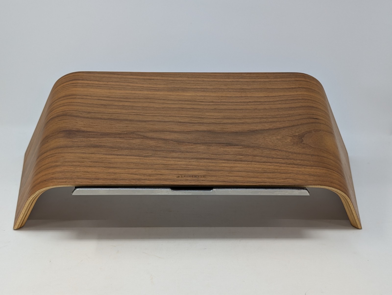 Grovemade Walnut Wood Laptop Stand Organizer with Stainless Steel Stop, Retired