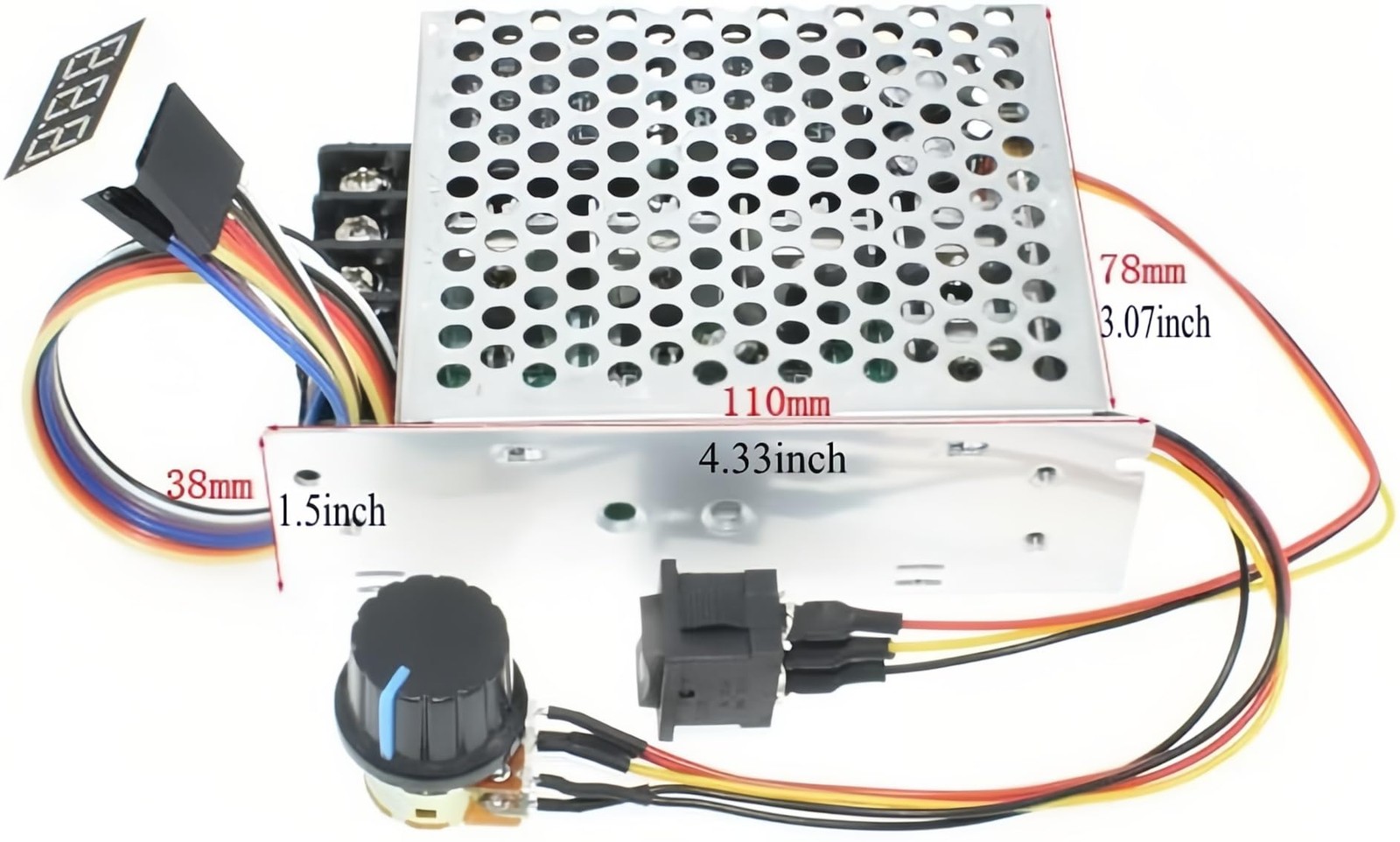 Adjustable 60A PWM DC Motor Speed Controller 10-55V Forward Reverse Switch