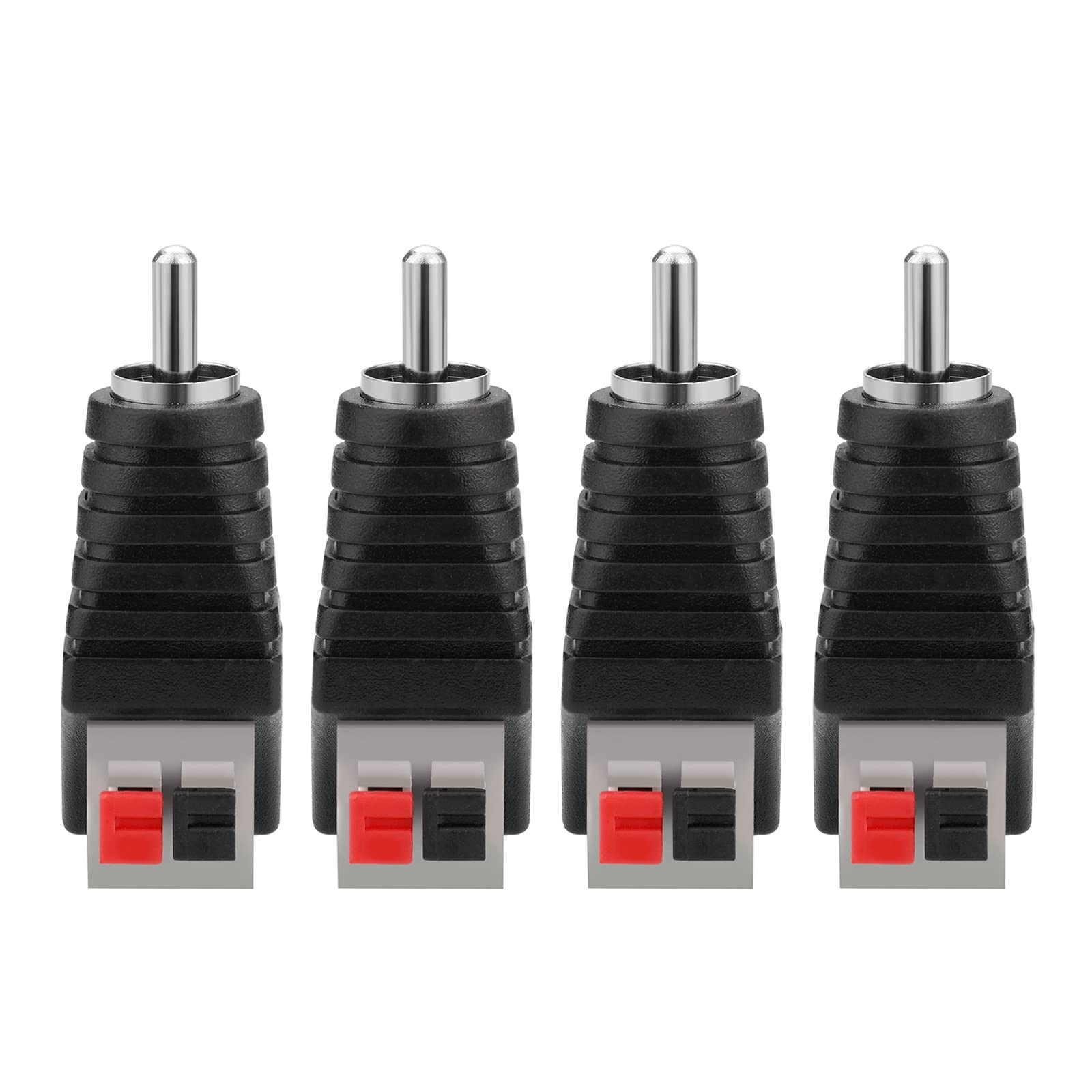 Borsuer RCA to Speaker Wires Adapter, 4Pcs Male 45mm * 15mm * 20mm, Black