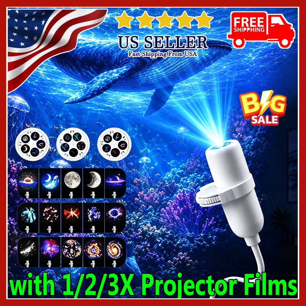 2-in-1 Galaxy Projector Night Light USB Starry Sky Moon Ocean Projector Lamp ET