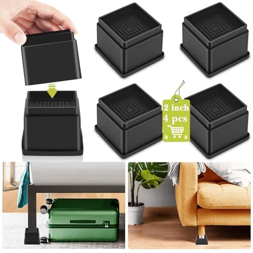 Furniture Risers 2 Inch, Adjustable Bed Risers Heavy Duty for 2 inch 4 Pack