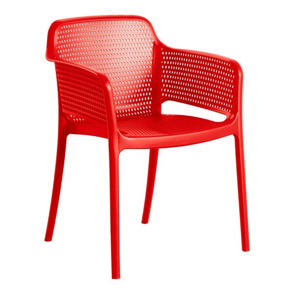 Bistro Style Buoy Red Resin Stackable Outdoor Patio Restaurant Arm Chair