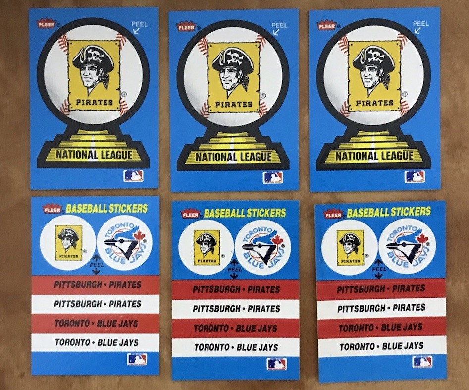 6- 1987 Fleer Team Logo Stickers PITTSBURGH PIRATES  3-Globe & 3-Small Round