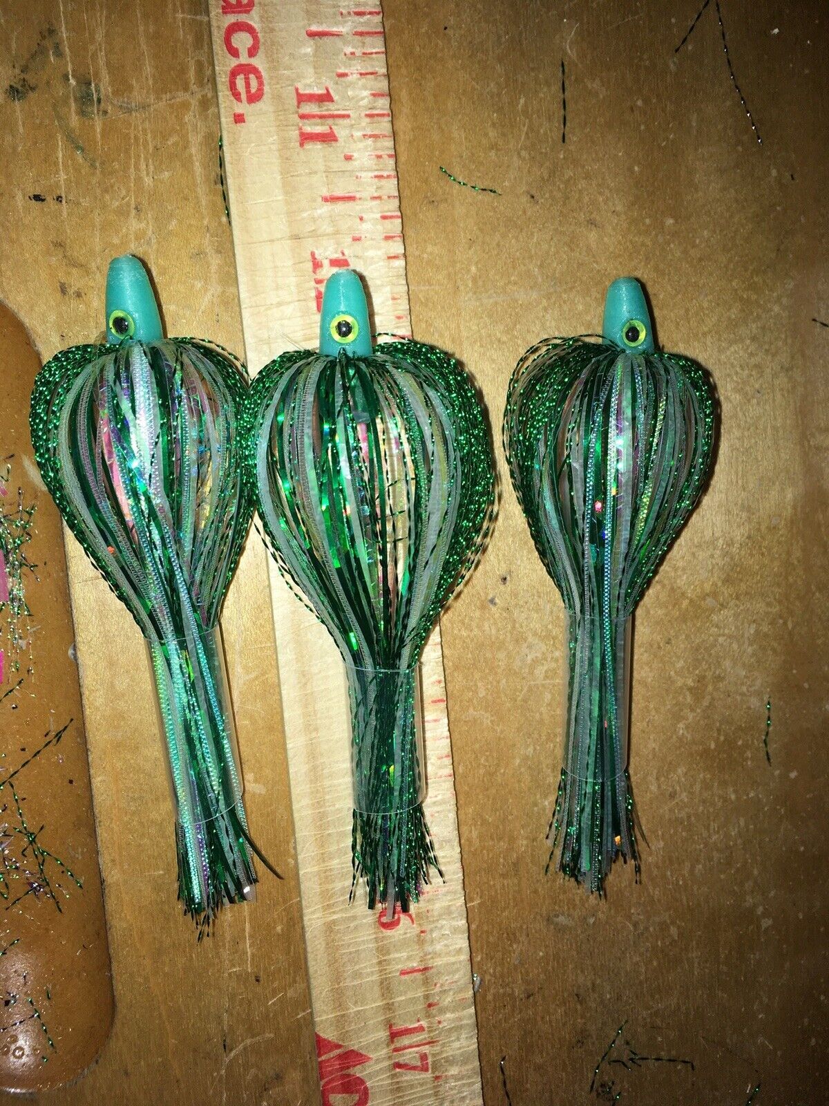 High Percentage  Salmon Trolling Flies Flash Bulb Series Pack Of 3- 4” Rigged.