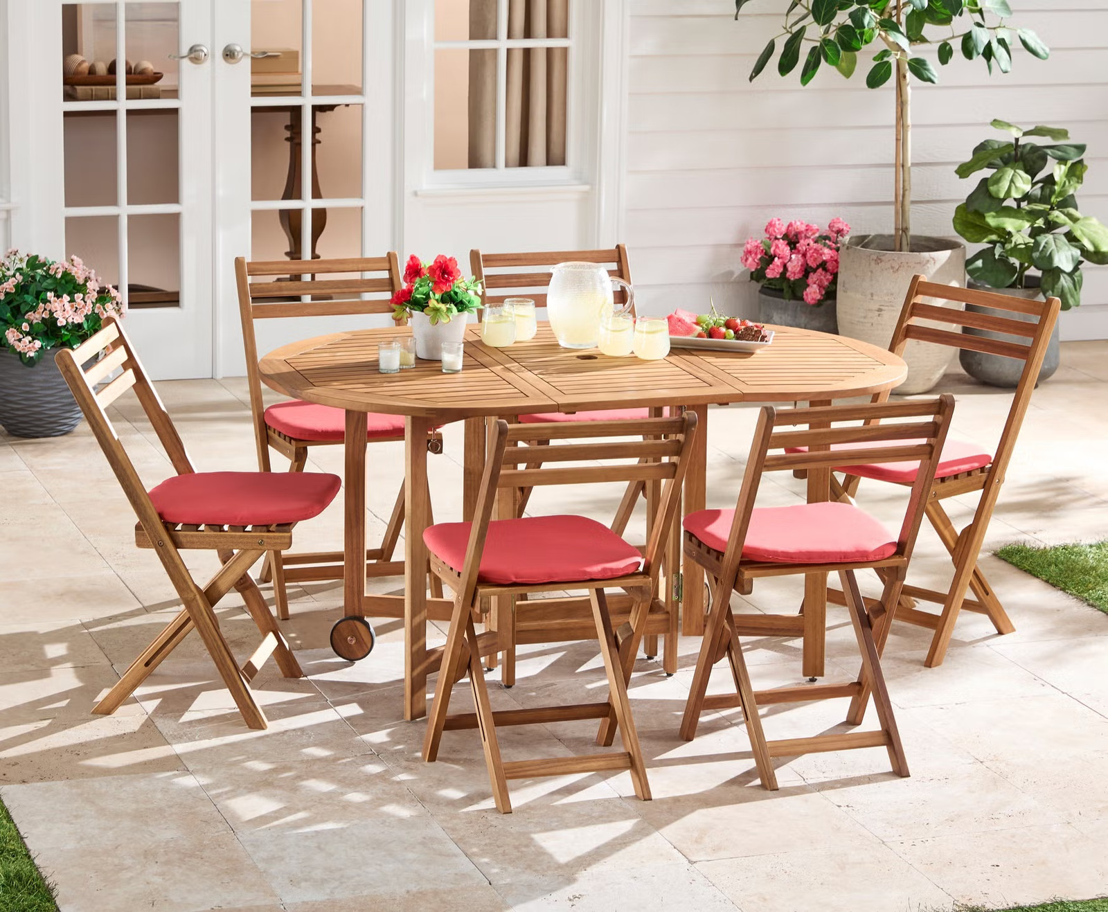 BrylaneHome 7 Piece Rosa Dinning Set - Acacia Wood