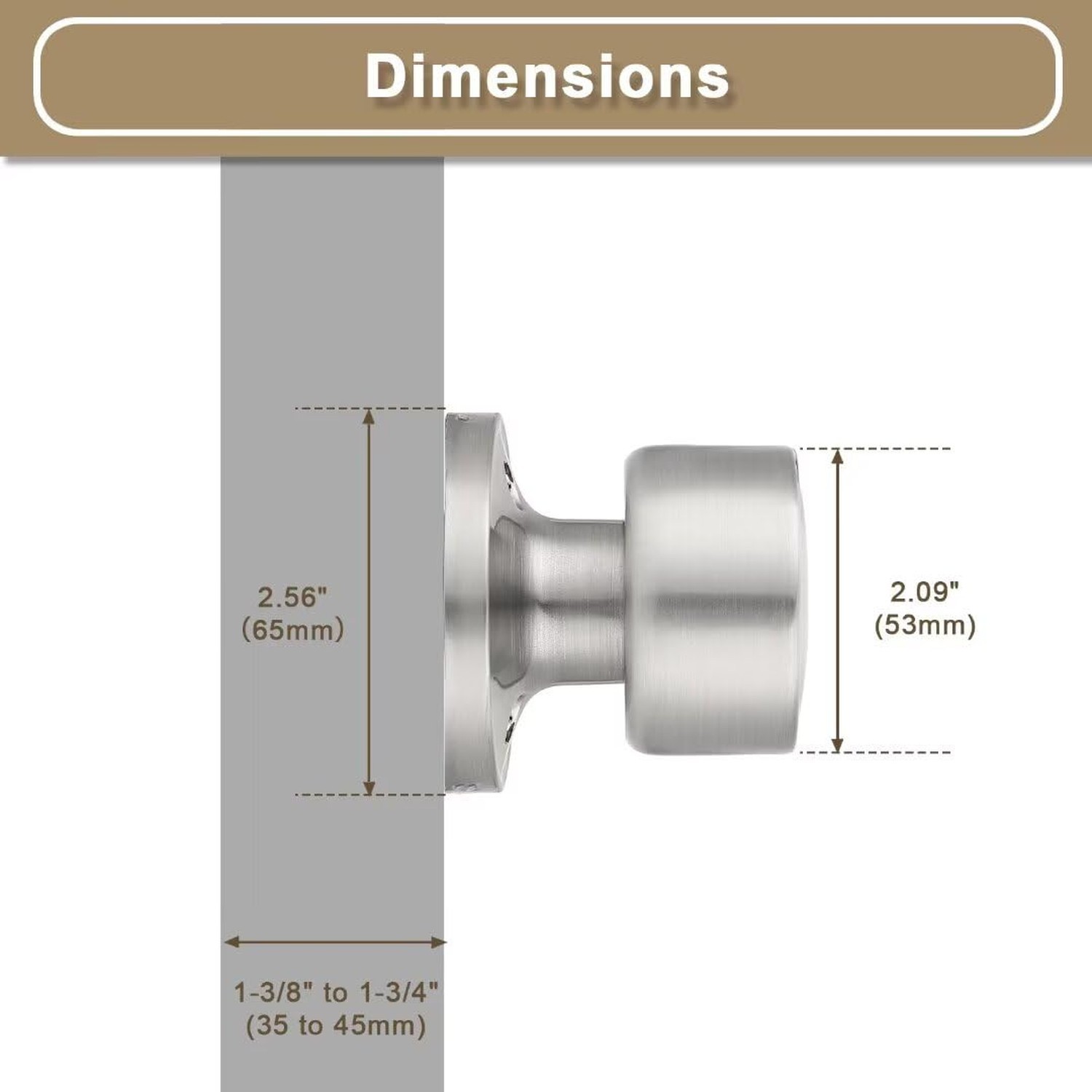 One Sided Dummy Door Knobs Interior for Bifold Doors 2 Pack, Modern Dummy Doo...