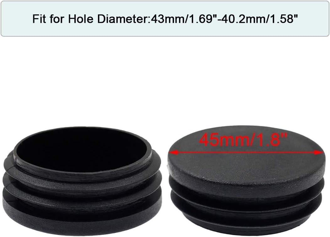 4PCS 45mm 1 3/4 Inch Round Plastic Plug, Round Black Plastic End Cap, Pipe Tu...