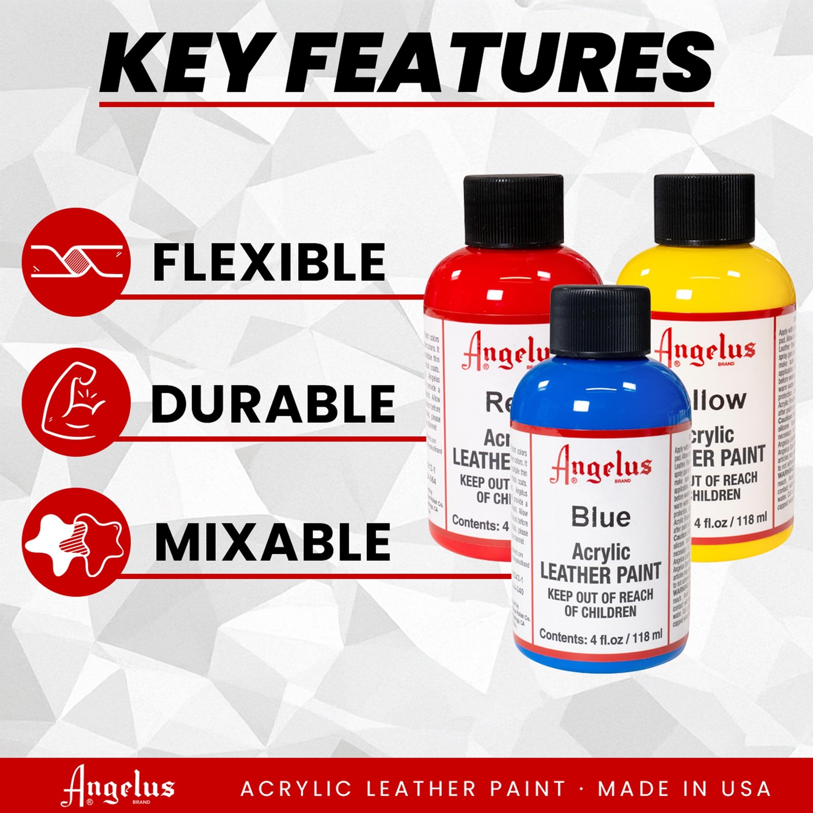 Angelus Acrylic Leather Paint, 4 Fl Oz (Pack of 4 1), Saddle