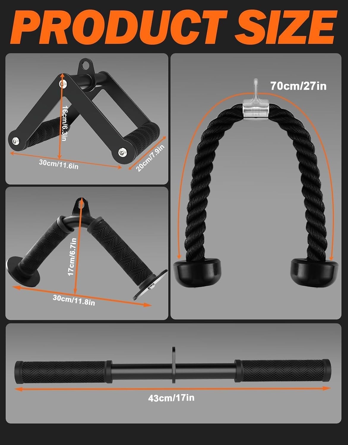 Cable Machine Attachment Set For Gym & Home Workouts, LAT Pulldown Attachments
