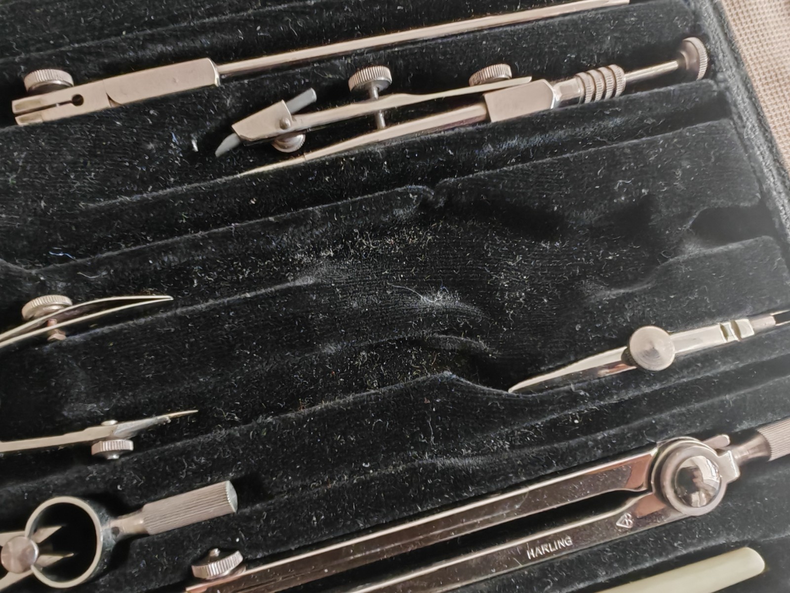 Vintage Harling London Technical Drawing Instrument Set Drafting Compass & Tool