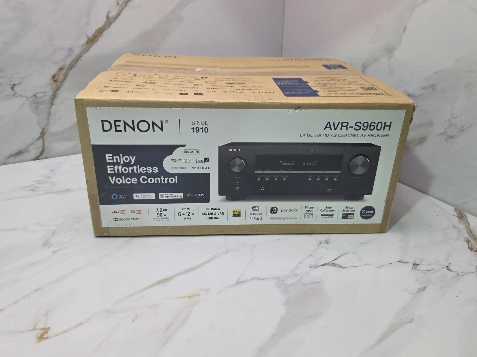 Denon AVR-S960H 7.2-Channel 4K AV Receiver - Black in Original Packaging