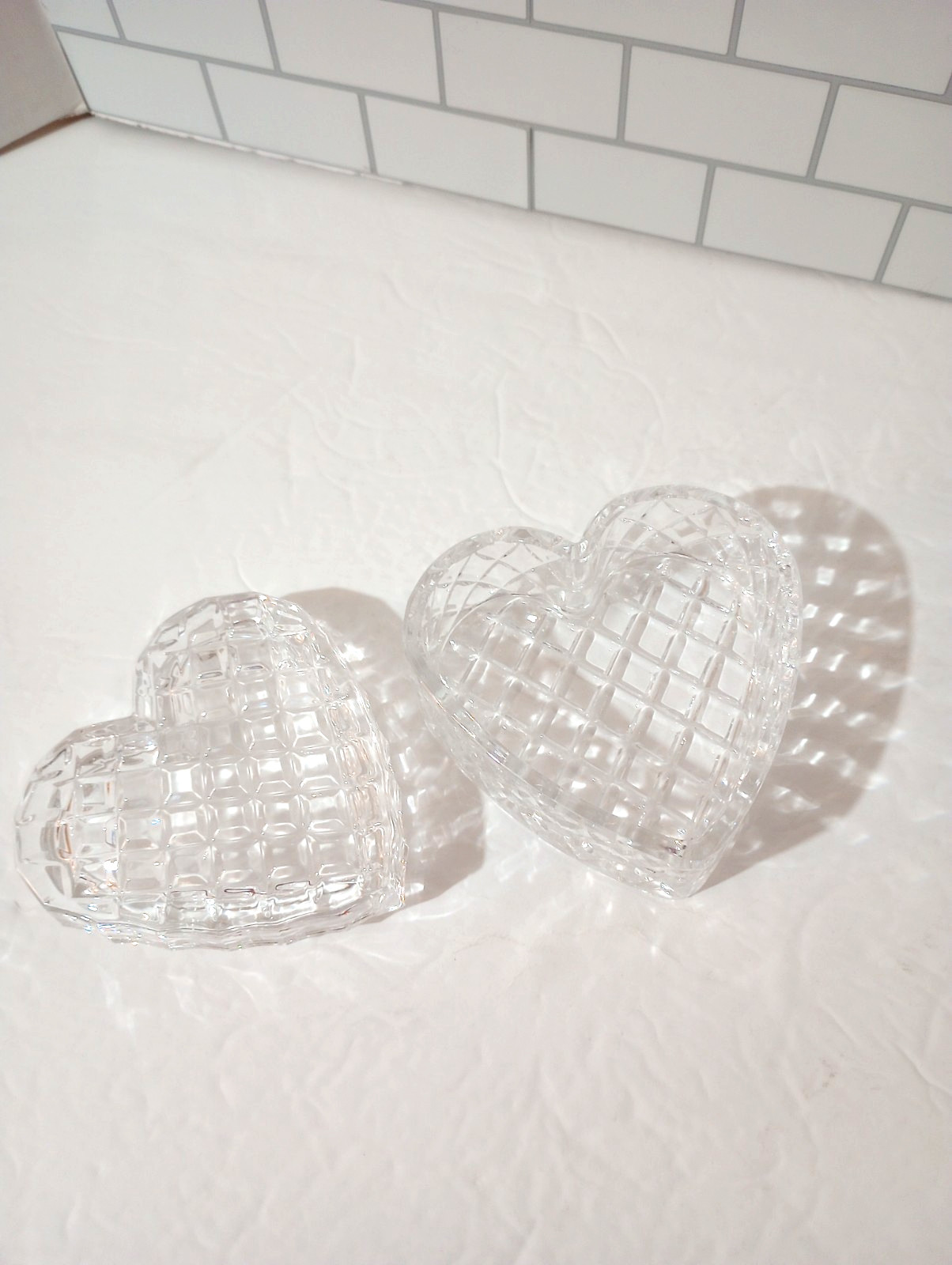 Full Lead Crystal Heart Shaped Trinket Box - 4" x 4"