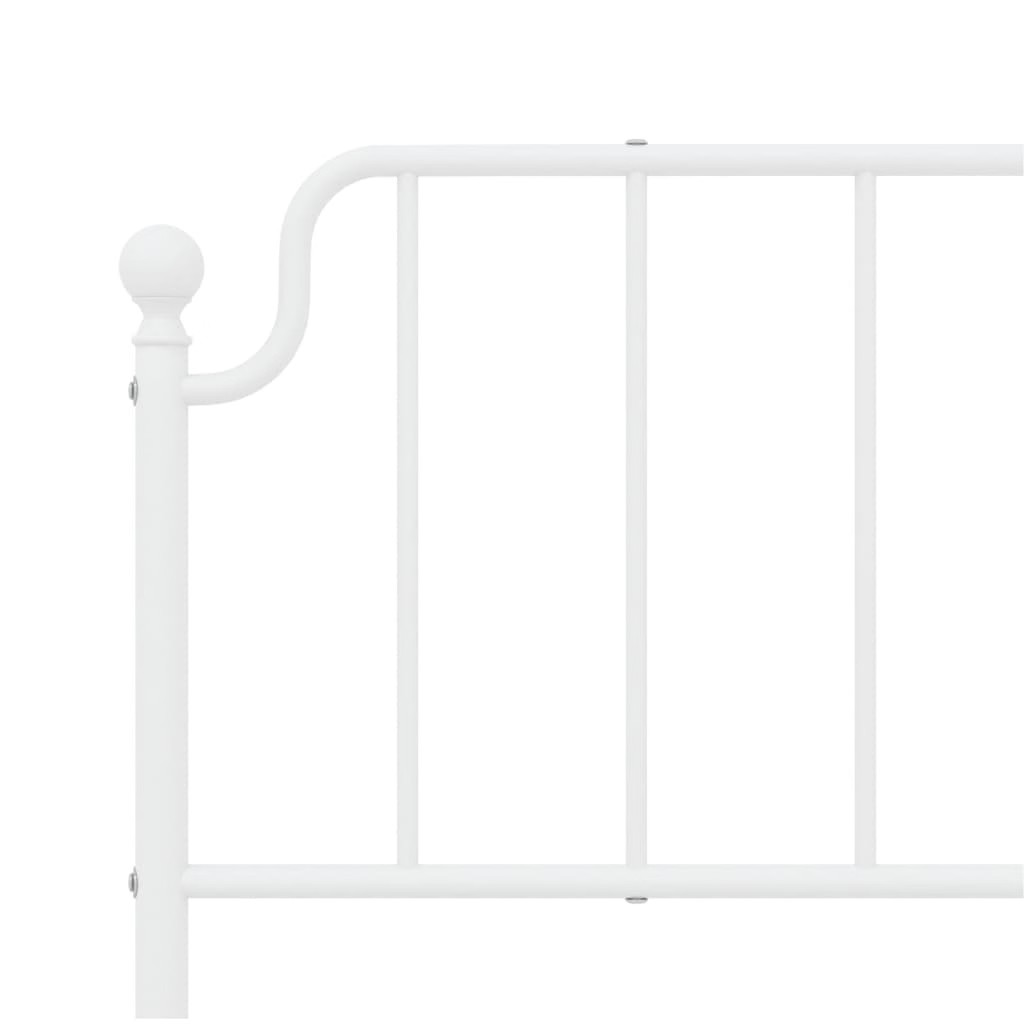 Bed Frame White Powder-Coated Steel Full Bed Frame Rectangular