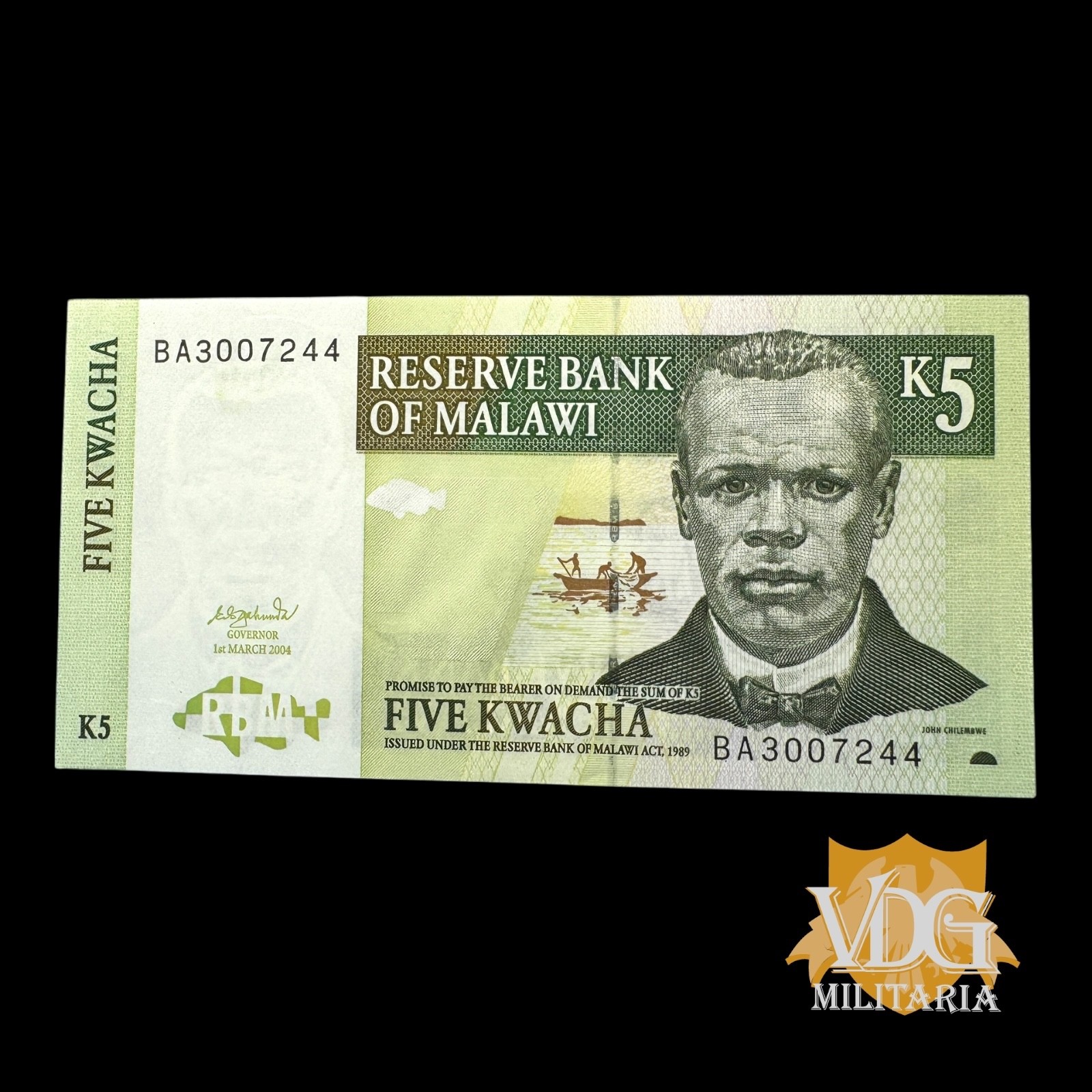 2004 Malawi 5 Kwacha Banknote – Reserve Bank of Malawi Paper Currency #Y0489