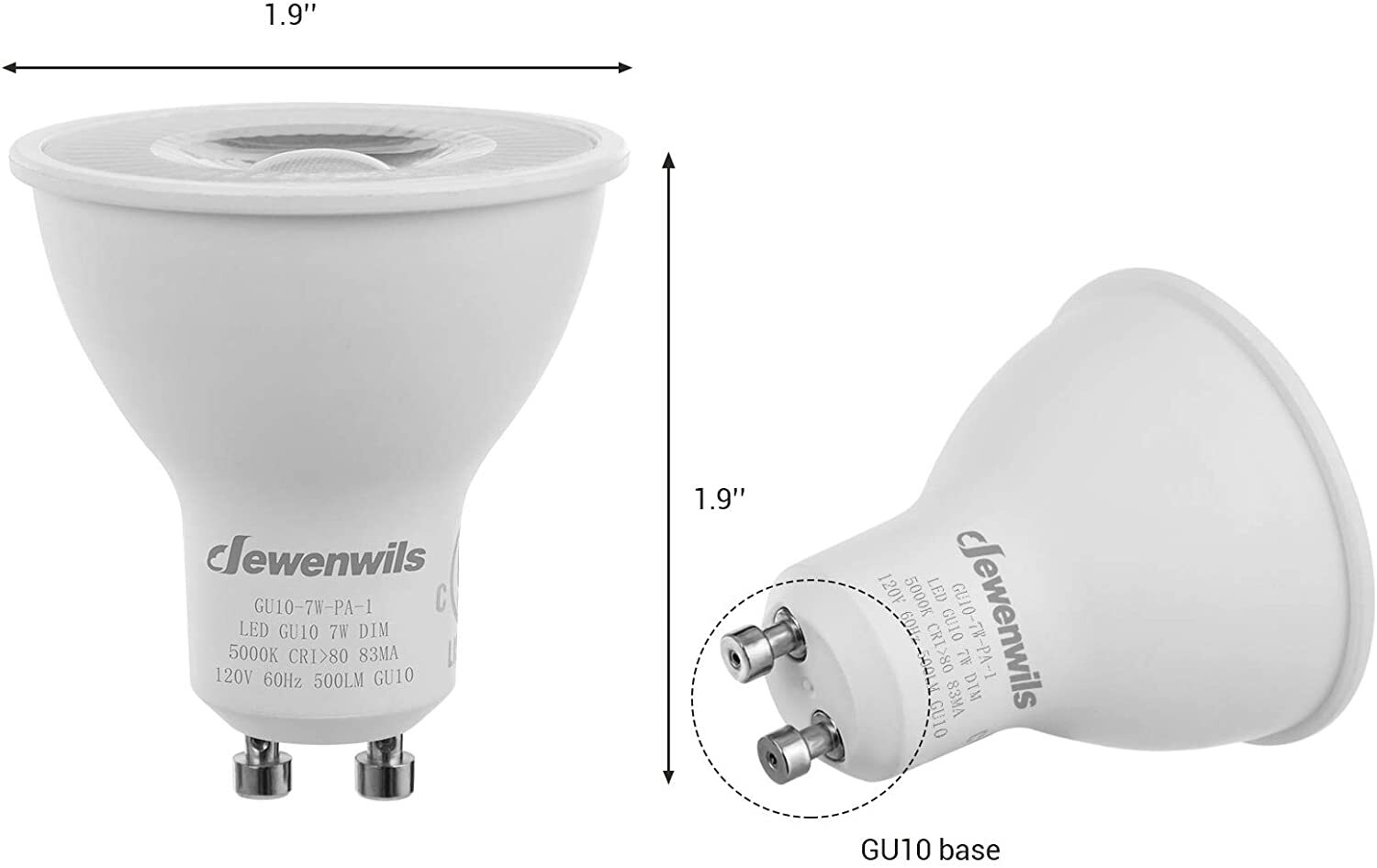 6 Pack GU10 Dimmable Bulb 7W(50W Equivalent) LED Bulbs 5000K Daylight