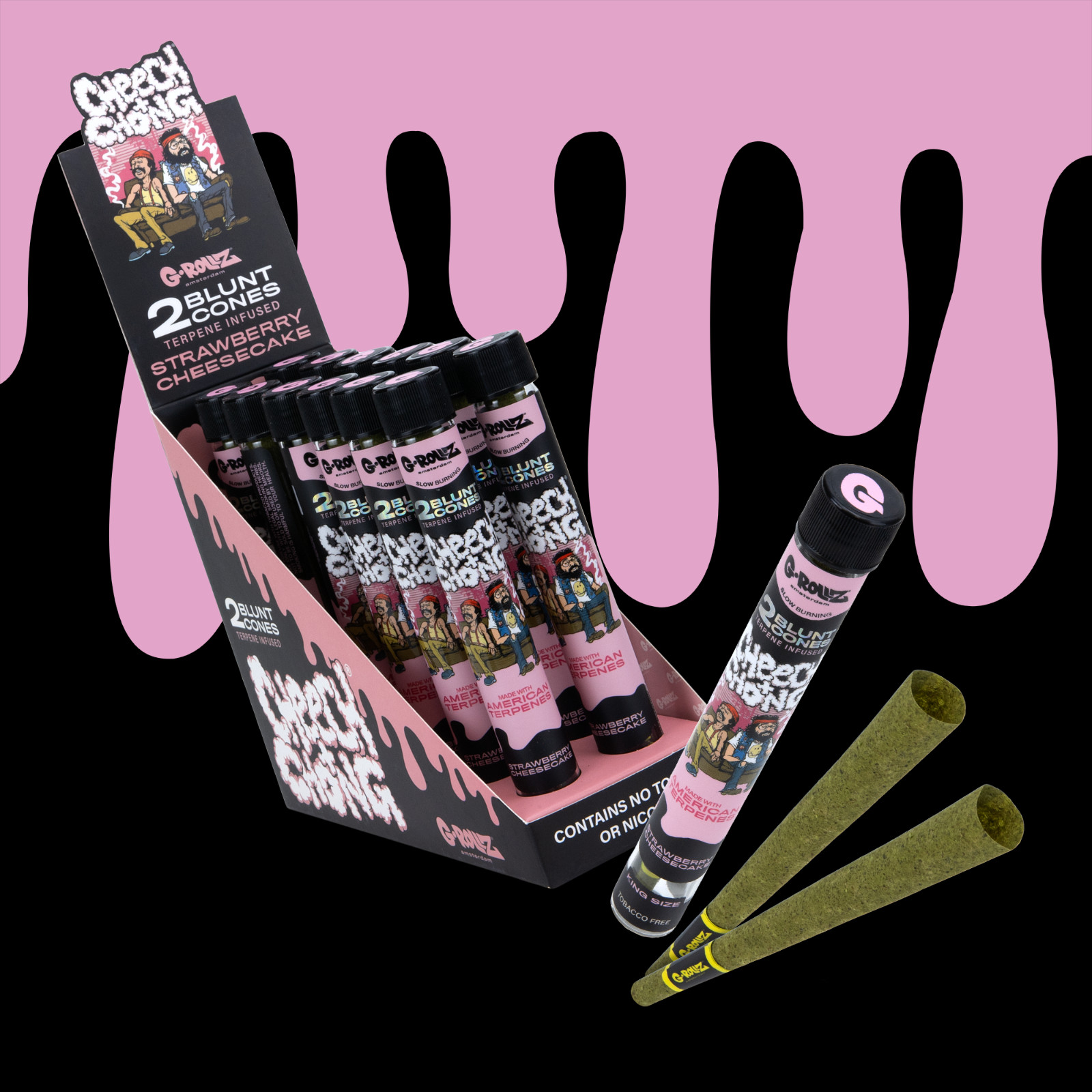 Cheech & Chong™ x G-ROLLZ Organic Cones | Strawberry Cheesecake | King Size