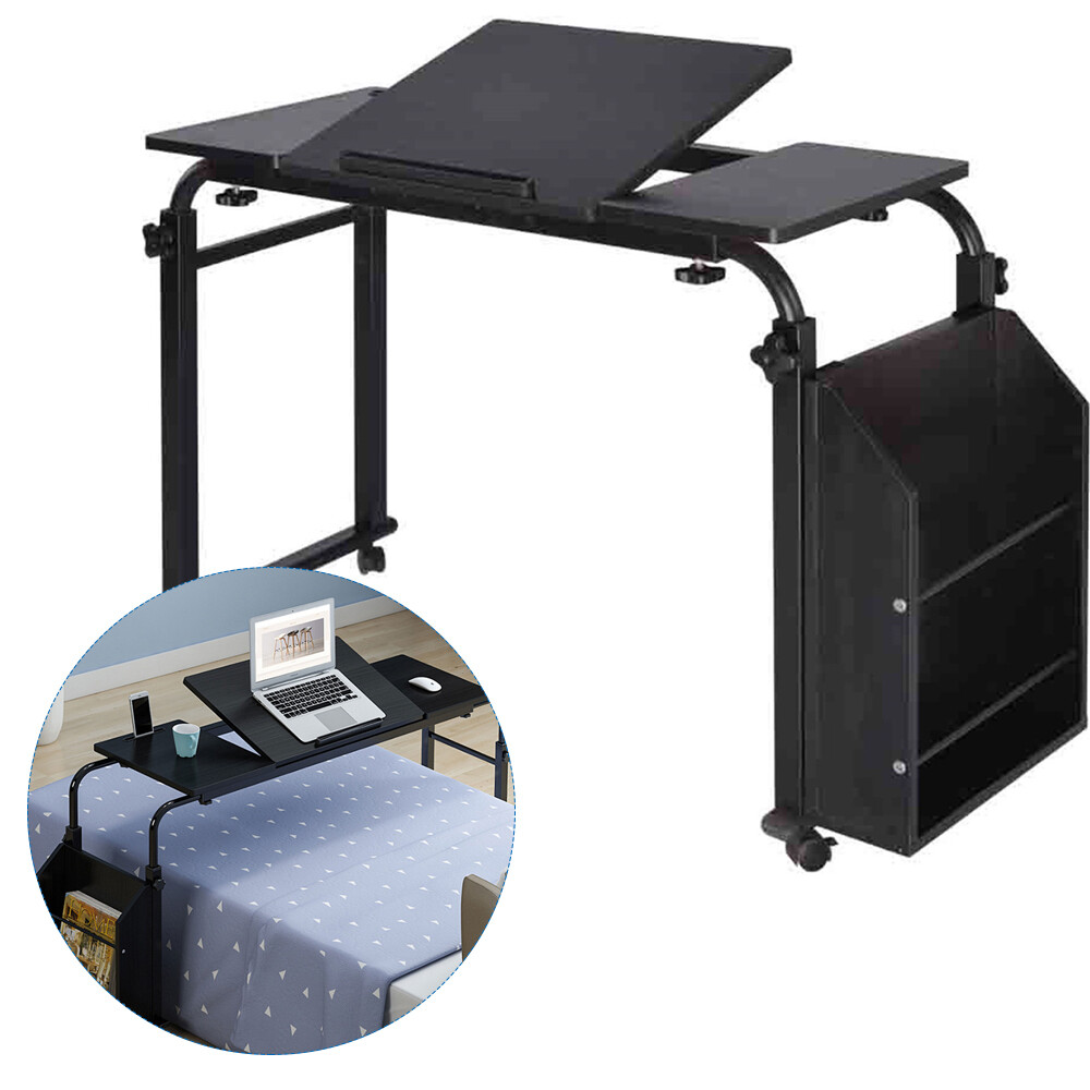 Rolling Laptop Desk Cart Computer Table Notebook Stand Tray Over Bed Home Rack