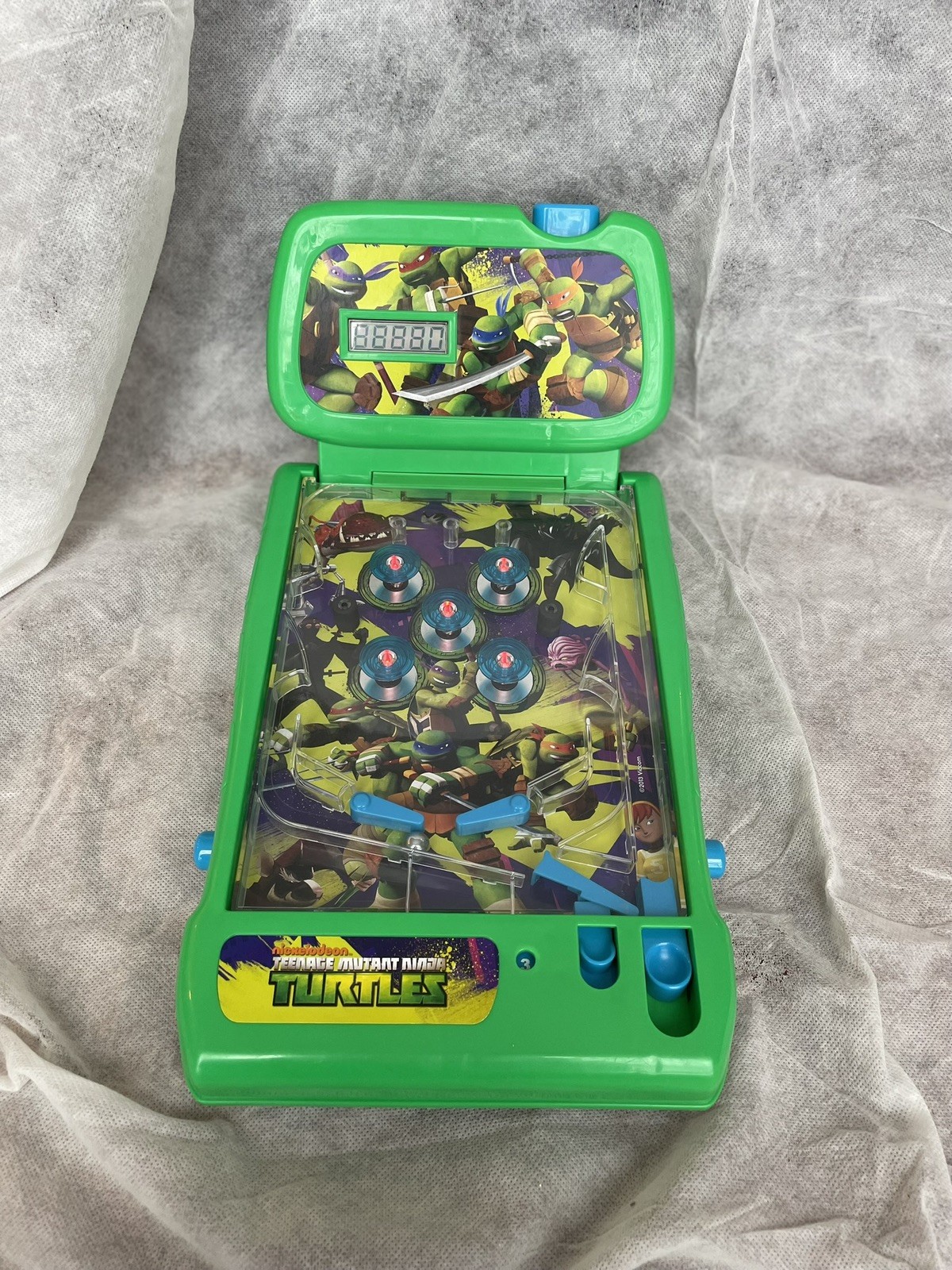 WORKING Teenage Mutant Ninja Turtles Table Top Pinball Machine 2009 Nickelodeon
