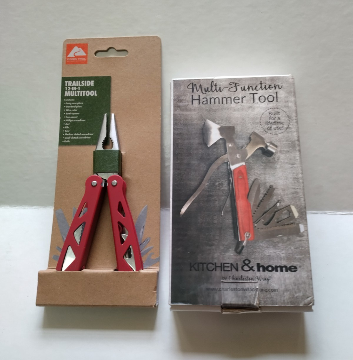 NEW Multi-Tool Stainless Steel Wood Handle Hatchet Hammer & Multi-Tool Plier LOT