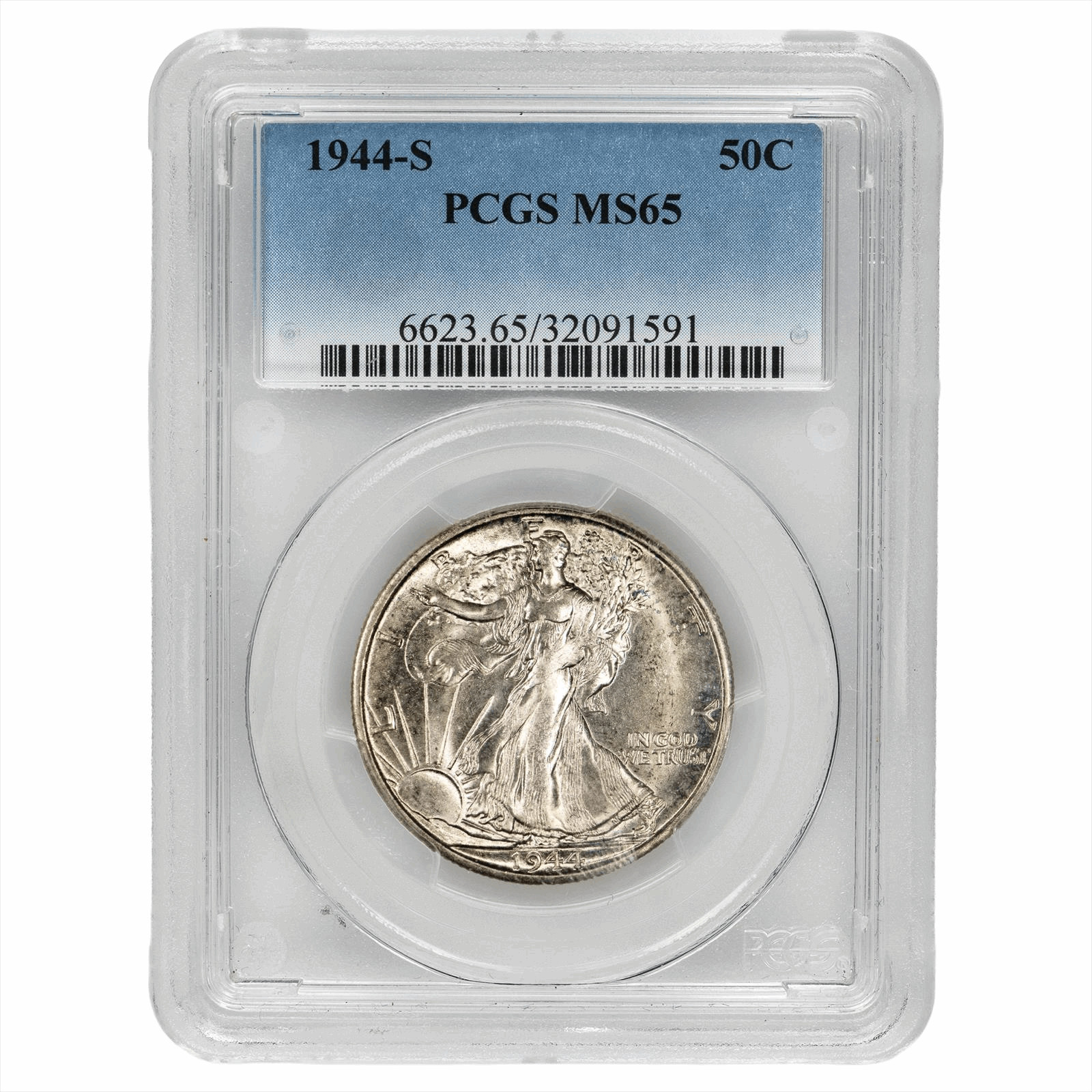 1944S Walking Liberty Half Dollar 50C PCGS MS 65