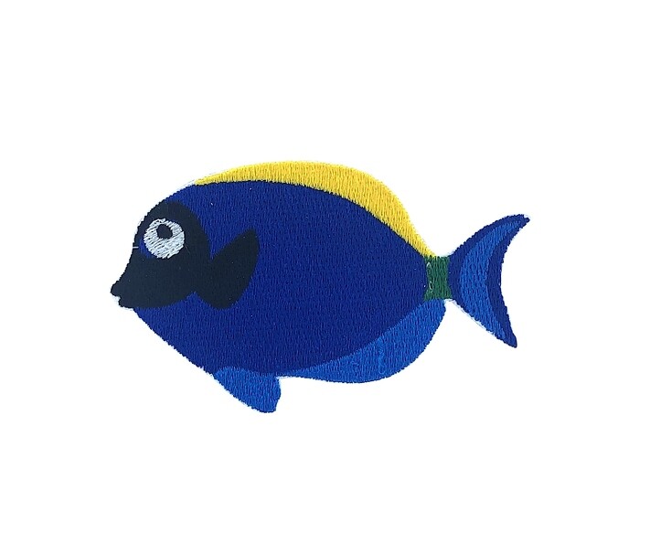 Tropical Blue Embroidered Iron-On Badge Fish Patch