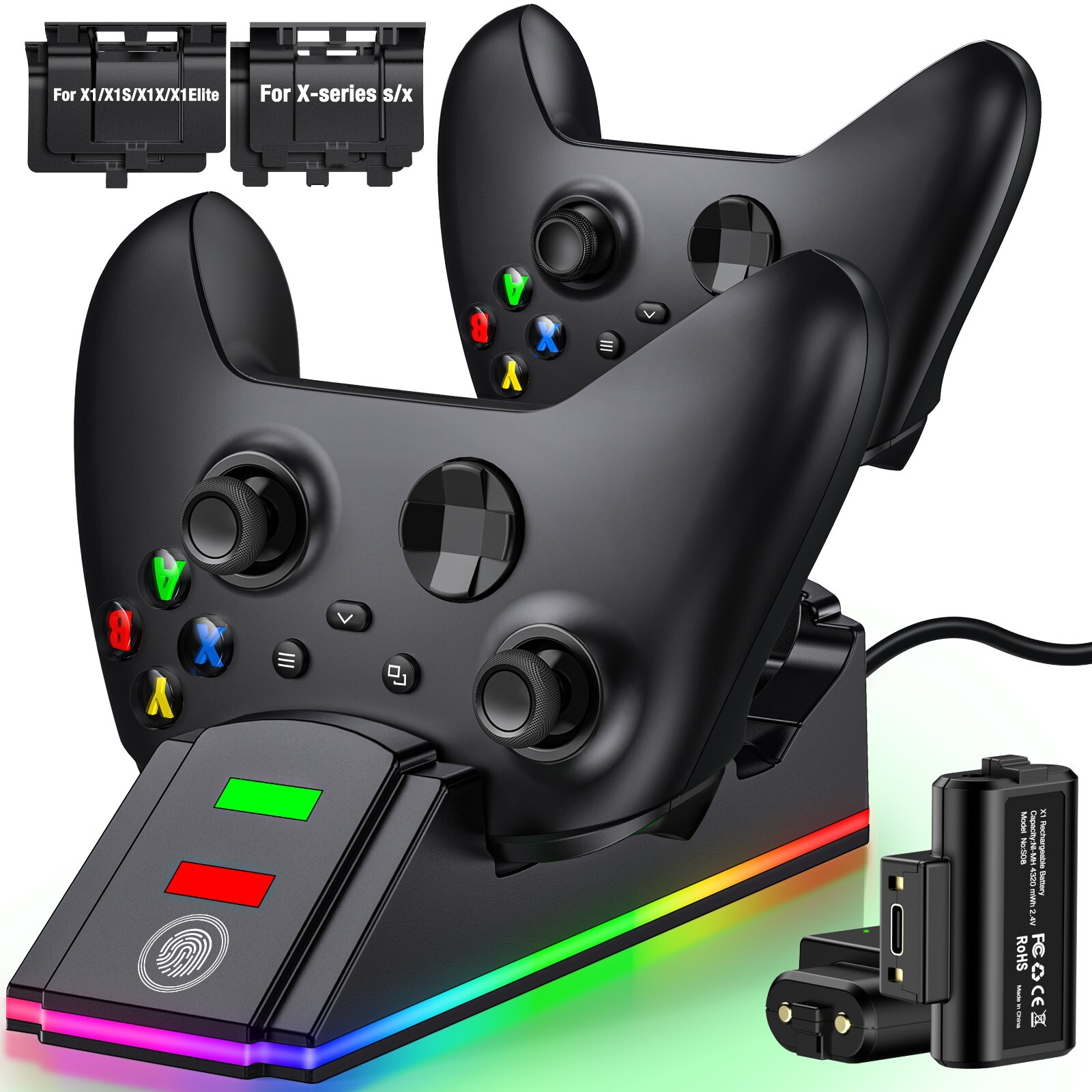 2×4320mWh Rechargeable Batteries Dual Controller Charging Station for Xbox one