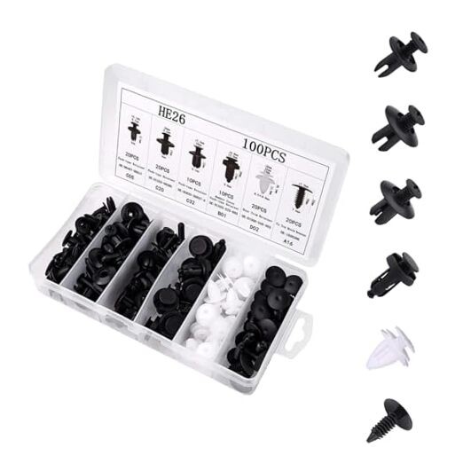 100PCS Car Bumper Clips, 6 Sizes Plastic Retainer Clips, Push Pin Rivet Set