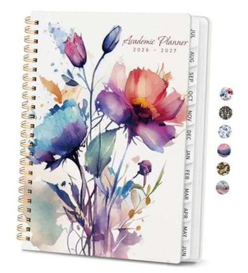 Academic Planner 2026–2027 , Monthly and Weekly 6.3"x8.5" (A5) A-Painted Bloom