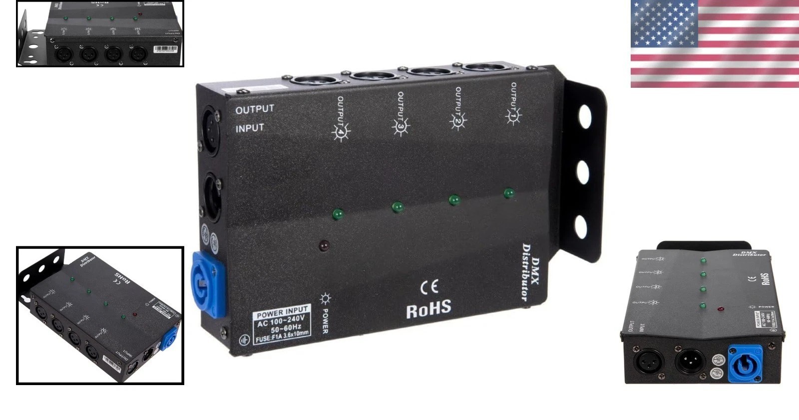 4-Way DMX Splitter Amplifier - Save Cable and Setup Time