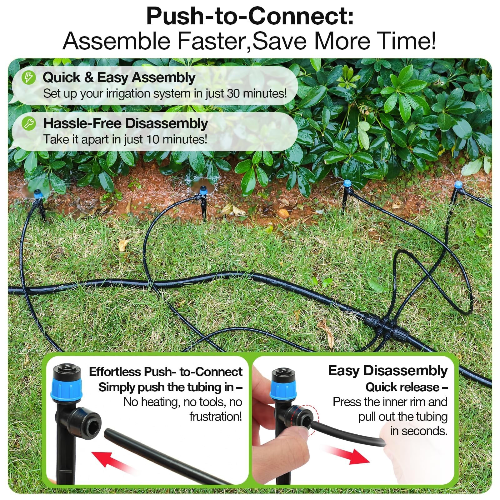 MIXC Drip Irrigation Emitters, Adjustable Emitter Vortex-100 Packs, Blue