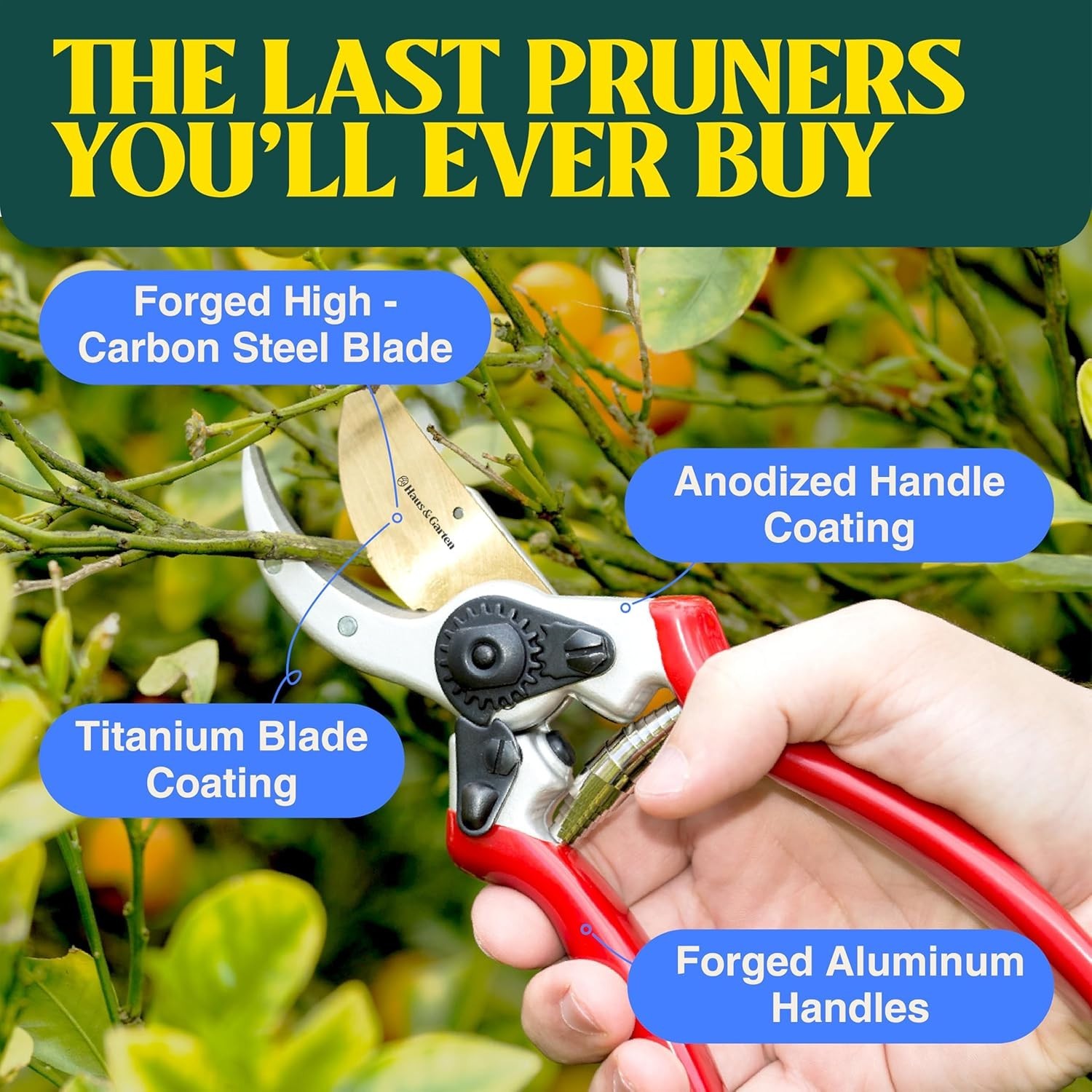 ClassicPRO 8.5" Professional Titanium Bypass Pruning Shears - Use As Pruners...