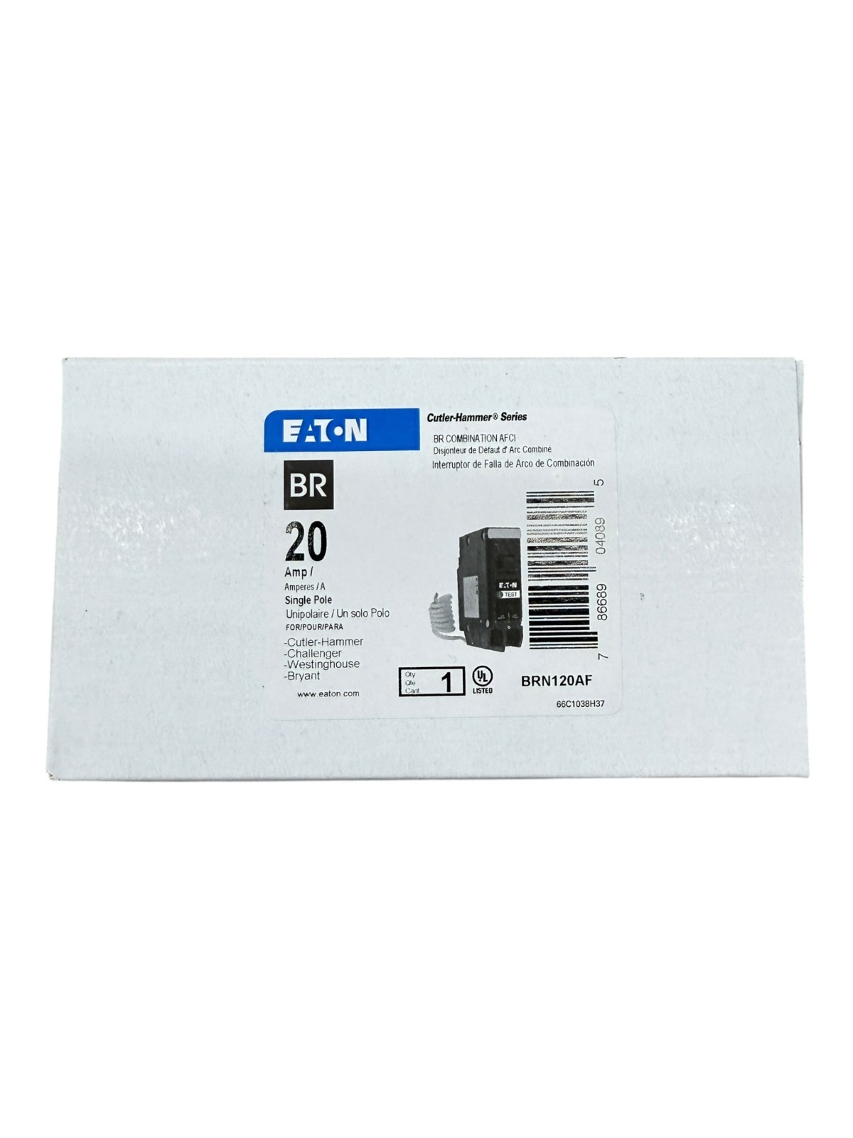 Eaton BRN120AF - 20 Amp - 1 Pole - BR Combination AFCI Circuit Breaker