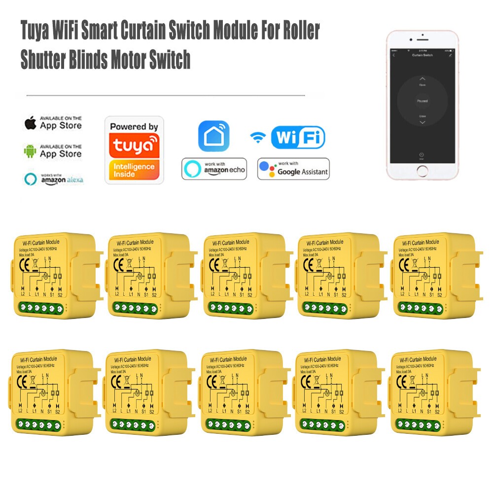 1-10 Channel Tuya WIFI Smart Curtain Switch Module for Roller Blinds Home