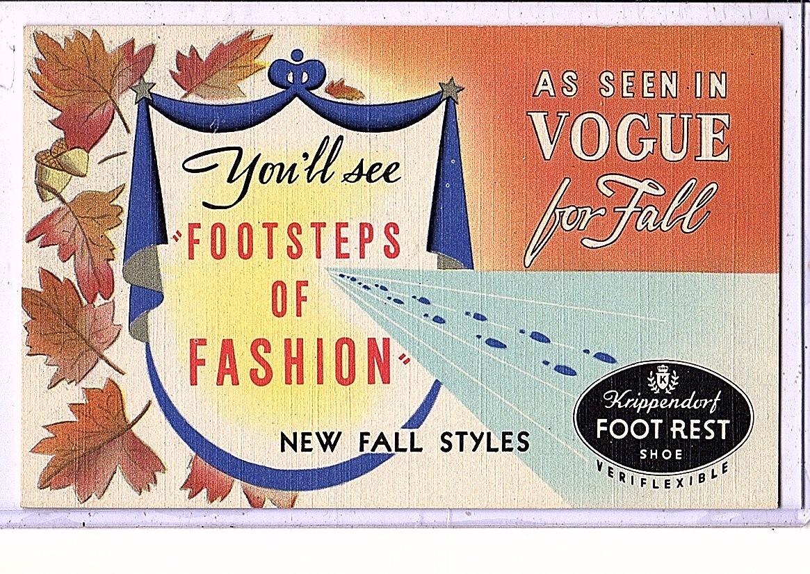 Advertising Card - Non-Postcard Linen Krippendorf Foot Rest Shoe
