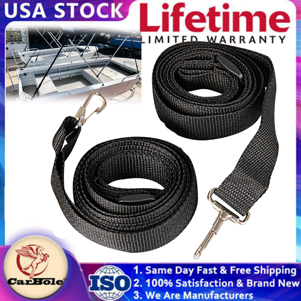 2x Adjustable 28 To 96" Bimini Boat Top Straps Loops & Snap Hook STAINLESS STEEL