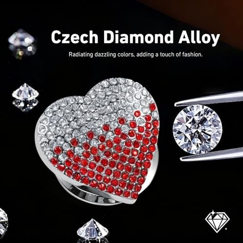 Bling Car Engine Start Button Cover, Cute Heart Rhinestone Auto 1 PC Red White