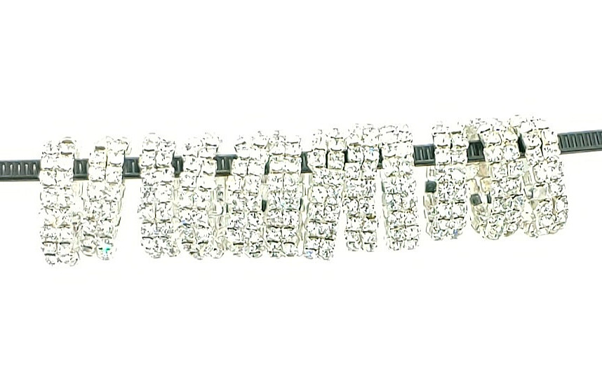Rhinestone Stretch Toe Rings 12 Pc-2 Row Silver Tone Clear Wedding Bridal-New